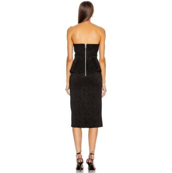 Veronica Beard Allyson Strapless Jacquard Peplum Black Midi Dress NWT Size 12 - Picture 5 of 16